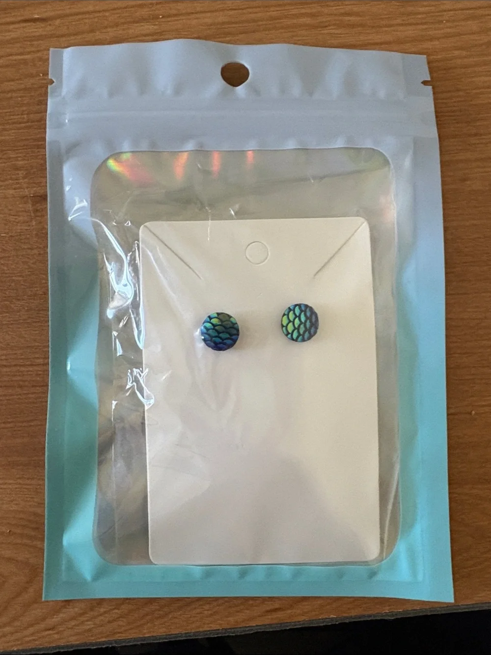 Mermaid Scale Stud Earrings - Blue & Green